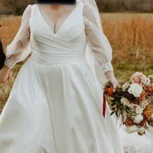 Sincerity Bridal Wedding Dress - Style #44080 with Bishop Sleeves